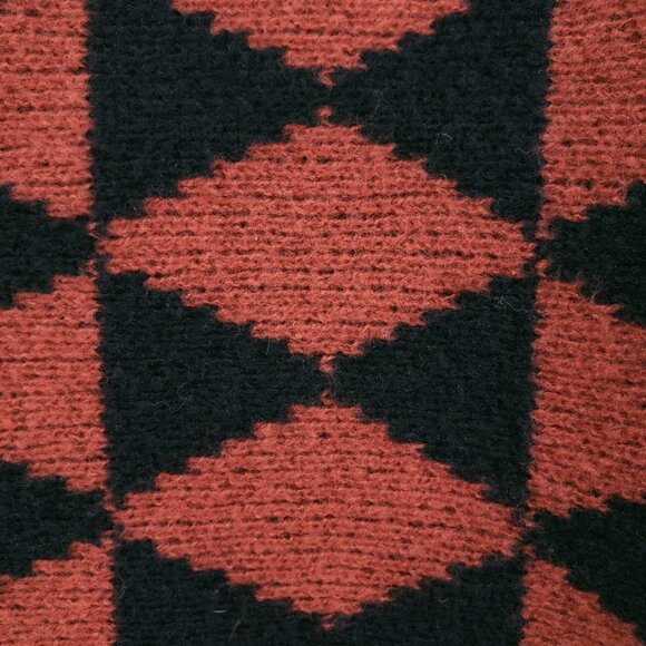 Belle by belldini Orange n Black Diamond Pattern Goth Punk Knit Sweater Size XL - Picture 16 of 16